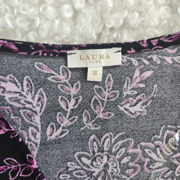 Laura Plus Chic Paisley Purple Blouse with Feminine Silhouette Sz 1X Y2k Flowy - Picture 5 of 8